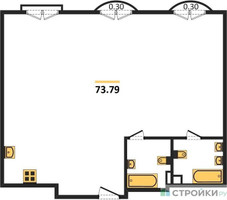 Планировка двухкомнатной(квартира) площадью 73.79 квадратных метров в “ЖК Дом Достижение”