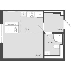 Планировка студии(квартира) площадью 27.8 квадратных метров в ЖК “ЖК Яковлево”