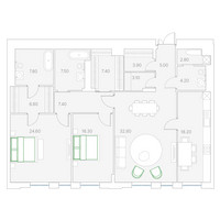 Планировка двухкомнатной(квартира) площадью 147.8 квадратных метров в “Клубный дом Дуо”