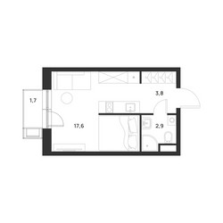 Планировка студии(квартира) площадью 24.8 квадратных метров в ЖК “ЖК Форевиль”