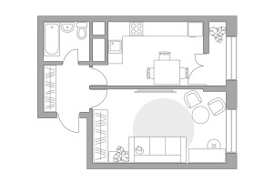 Планировка однокомнатной(квартира) площадью 40.35 квадратных метров в “ЖК Пехра”