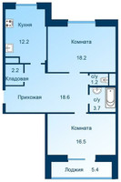 Планировка двухкомнатной(квартира) площадью 75.3 квадратных метров в “ЖК Эдельвейс (Первомайское)”