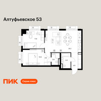 Планировка двухкомнатной(квартира) площадью 62.7 квадратных метров в “ЖК Алтуфьевское 53”