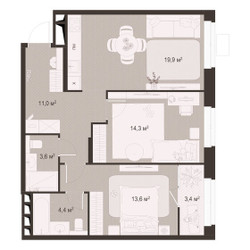 Планировка двухкомнатной(квартира) площадью 70.2 квадратных метров в ЖК “ЖК Гранд Комфорт”