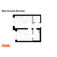 Планировка однокомнатной(квартира) площадью 35 квадратных метров в “ЖК Восточное Бутово”