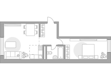 Планировка двухкомнатной(квартира) площадью 60.8 квадратных метров в ЖК “ЖК MYPRIORITY Basmanny (Май Приорити Басманный)”