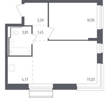 Планировка однокомнатной(квартира) площадью 40.87 квадратных метров в “ЖК Рублевский Квартал”