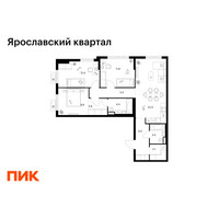 Планировка трехкомнатной(квартира) площадью 84.2 квадратных метров в “Ярославский квартал”