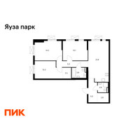 Планировка трехкомнатной(квартира) площадью 84.1 квадратных метров в “ЖК Яуза Парк (Мытищи)”