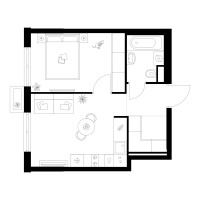 Планировка однокомнатной(квартира) площадью 35.4 квадратных метров в “Квартал Мит”