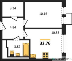 Планировка однокомнатной(квартира) площадью 32.76 квадратных метров в “ЖК Квартал Ивакино”