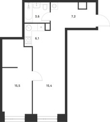 Планировка однокомнатной(квартира) площадью 47.9 квадратных метров в ЖК “ЖК Войс”