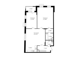 Планировка трехкомнатной(квартира) площадью 104.7 квадратных метров в “ЖК Клубный дом Точка отсчета”