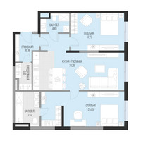 Планировка двухкомнатной(квартира) площадью 100.9 квадратных метров в “Клубный квартал Садовническая 69”