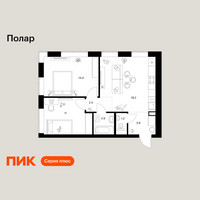 Планировка двухкомнатной(квартира) площадью 55 квадратных метров в “ЖК Полар”