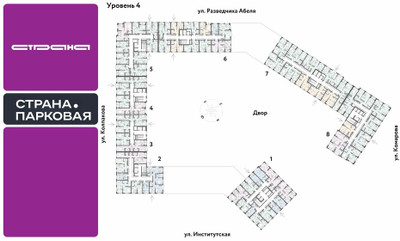 Планировка трехкомнатной(квартира) площадью 77.79 квадратных метров в ЖК “ЖК Страна.Парковая”