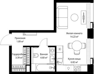 Планировка студии(квартира) площадью 30.93 квадратных метров в ЖК “ЖК Веер”