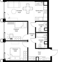 Планировка двухкомнатной(квартира) площадью 60.1 квадратных метров в “ЖК СЕТ”