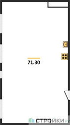 Планировка двухкомнатной(квартира) площадью 71.3 квадратных метров в ЖК “ЖК Headliner (Хедлайнер)”