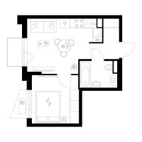 Планировка однокомнатной(квартира) площадью 31.1 квадратных метров в “ЖК Онежский вал”