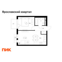 Планировка однокомнатной(квартира) площадью 37.2 квадратных метров в “Ярославский квартал”