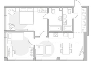 Планировка двухкомнатной(квартира) площадью 59.76 квадратных метров в “ЖК Мневники от Гранель”