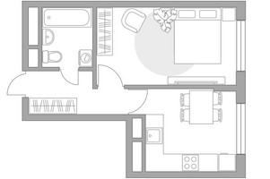 Планировка однокомнатной(квартира) площадью 32.7 квадратных метров в “ЖК Императорские Мытищи”