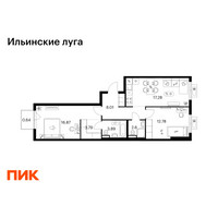 Планировка двухкомнатной(квартира) площадью 65.86 квадратных метров в “ЖК Ильинские луга”