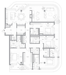 Планировка 4+ комнатной(квартира) площадью 279.6 квадратных метров в ЖК “Клубный дом PHANTOM (Фантом)”
