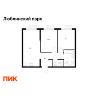 Планировка двухкомнатной(квартира) площадью 50.1 квадратных метров в “ЖК Люблинский парк”