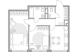 Планировка двухкомнатной(квартира) площадью 53.96 квадратных метров в “ЖК Нижегородская от Гранель”