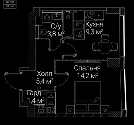 Планировка однокомнатной(квартира) площадью 34.1 квадратных метров в ЖК “ЖК СЕЗАР БУДУЩЕЕ”