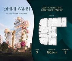 Планировка трехкомнатной(квартира) площадью 120.6 квадратных метров в “Клубный дом Энигмия”