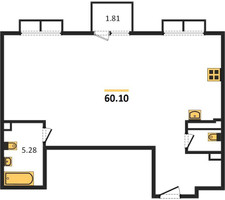 Планировка двухкомнатной(квартира) площадью 60.1 квадратных метров в “ЖК Dream Towers (Дрим Тауэрс)”