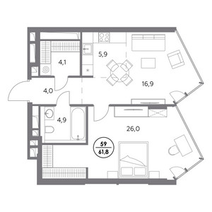 Планировка апартаментов, ID 525714