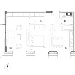 Планировка двухкомнатной(апартаменты) площадью 50.9 квадратных метров в ЖК “ЖК Wellbe (Вэллби)”