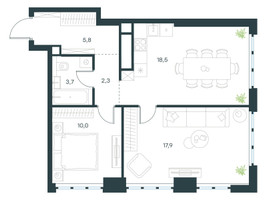 Планировка двухкомнатной(квартира) площадью 58.2 квадратных метров в “ЖК Левел Южнопортовая”