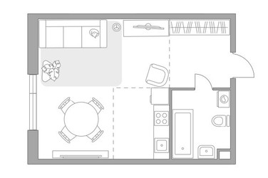 Планировка студии(квартира) площадью 34.03 квадратных метров в ЖК “ЖК Павелецкая от Гранель”