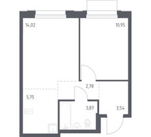 Планировка однокомнатной(квартира) площадью 40.91 квадратных метров в “ЖК Новое Внуково”