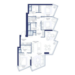 Планировка трехкомнатной(квартира) площадью 103.4 квадратных метров в ЖК “ЖК ХАЙДАУТ”