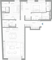 Планировка двухкомнатной(квартира) площадью 134 квадратных метров в “ЖК Николь”