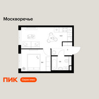 Планировка однокомнатной(квартира) площадью 31 квадратных метров в “ЖК Москворечье”