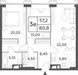 Планировка трехкомнатной(квартира) площадью 80.8 квадратных метров в “ЖК Will Towers (Вилл Тауэрс)”