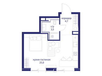 Планировка студии(квартира) площадью 33.2 квадратных метров в ЖК “ЖК Событие”