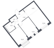 Планировка двухкомнатной(квартира) площадью 51.4 квадратных метров в “ЖК Рублевский Квартал”