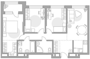 Планировка 4+ комнатной(квартира) площадью 75.36 квадратных метров в “ЖК Гранель Коломенское”