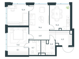 Планировка трехкомнатной(квартира) площадью 81.1 квадратных метров в “ЖК Левел Мичуринский”