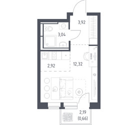 Планировка студии(квартира) площадью 22.86 квадратных метров в ЖК “ЖК Новое Видное”