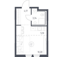 Планировка студии(квартира) площадью 22.81 квадратных метров в “ЖК Пригород Лесное”