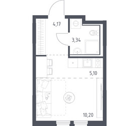 Планировка студии(квартира) площадью 22.81 квадратных метров в ЖК “ЖК Пригород Лесное”